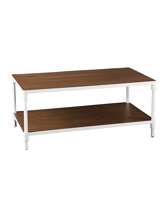 Southern Enterprises Westmoor Industrial Rectangular Cocktail Table with Storage Shelf