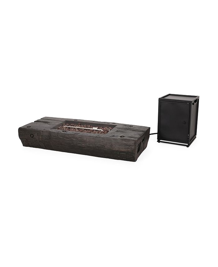 Noble House Costa Outdoor Rectangular Fire Pit with Tank Holder