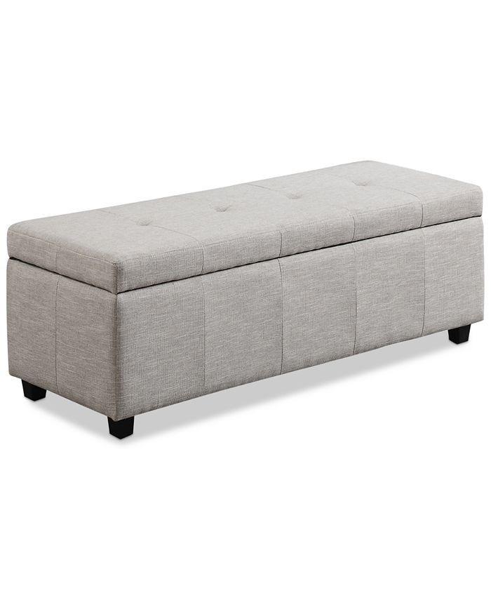 Simpli Home Chamberlain Fabric Storage Ottoman Bench, Direct Ship