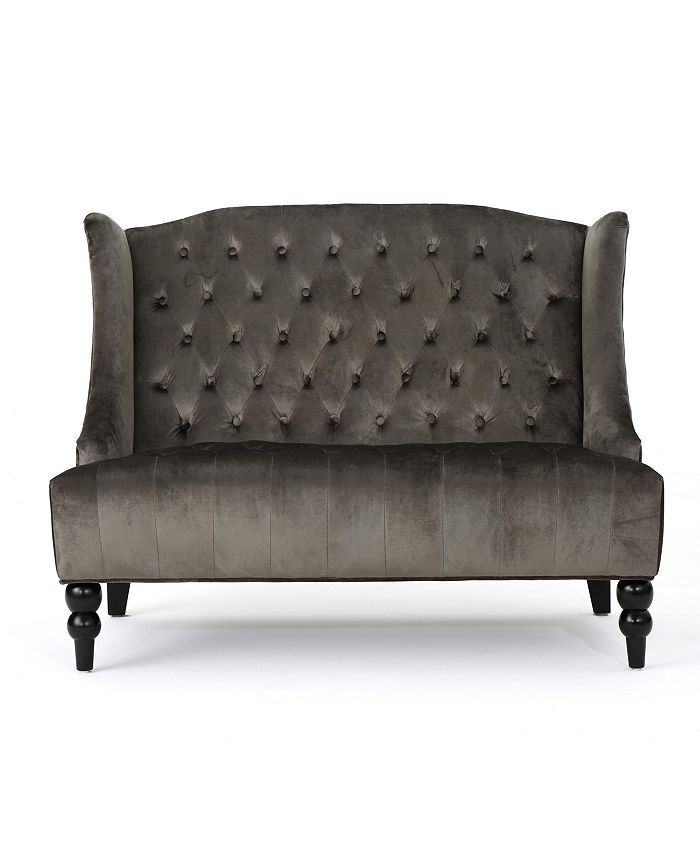 Noble House Leora Modern Glam Tufted Wingback Loveseat