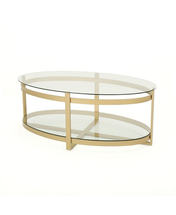 Noble House Plumeria Tempered Glass Coffee Table