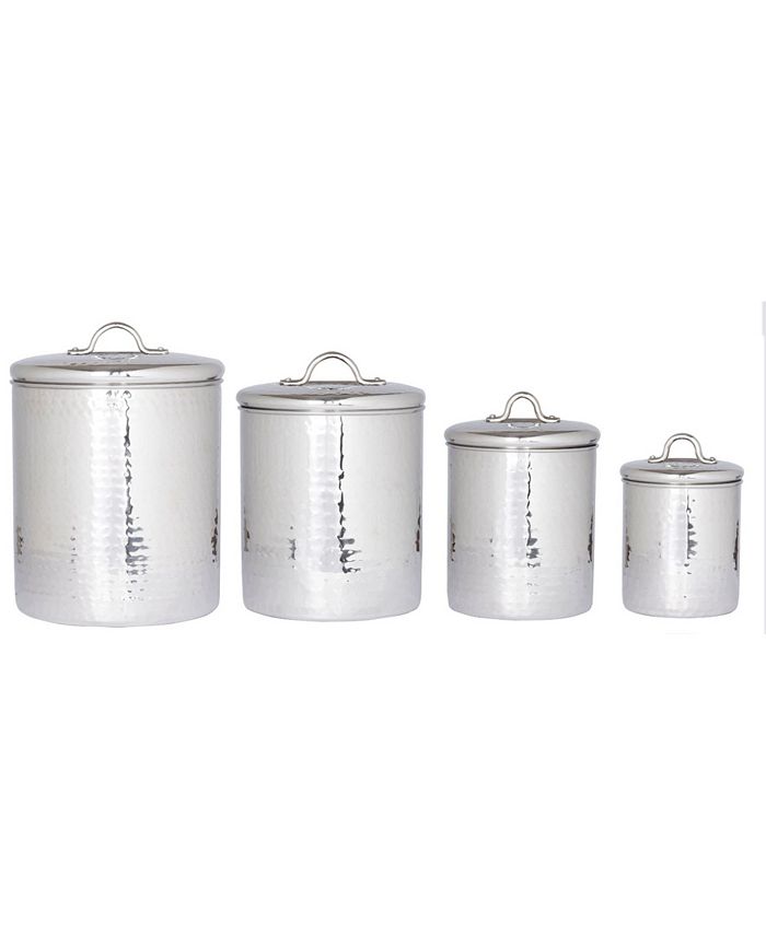 Old Dutch International Hammered Stainless Steel Canister Set with Fresh Seal Lids, 4 Piece