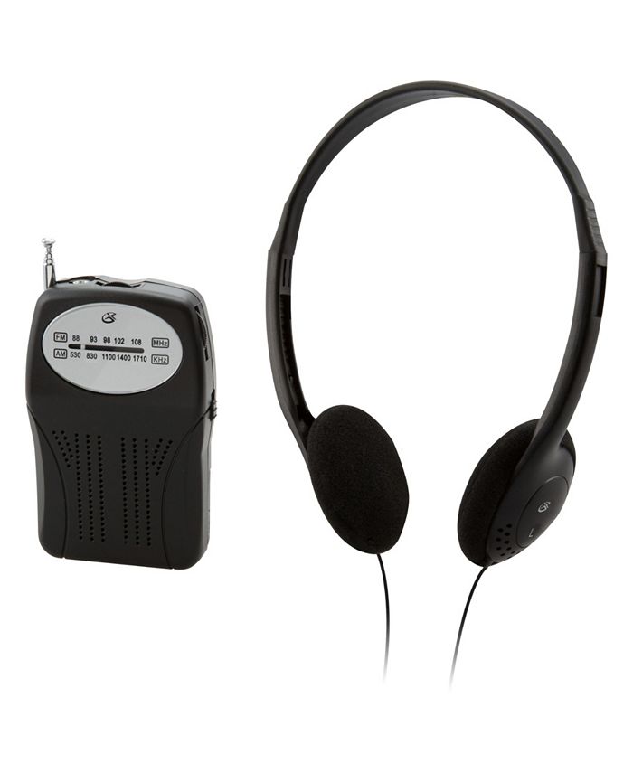 GPX AM and FM Handheld Radio with Headphones