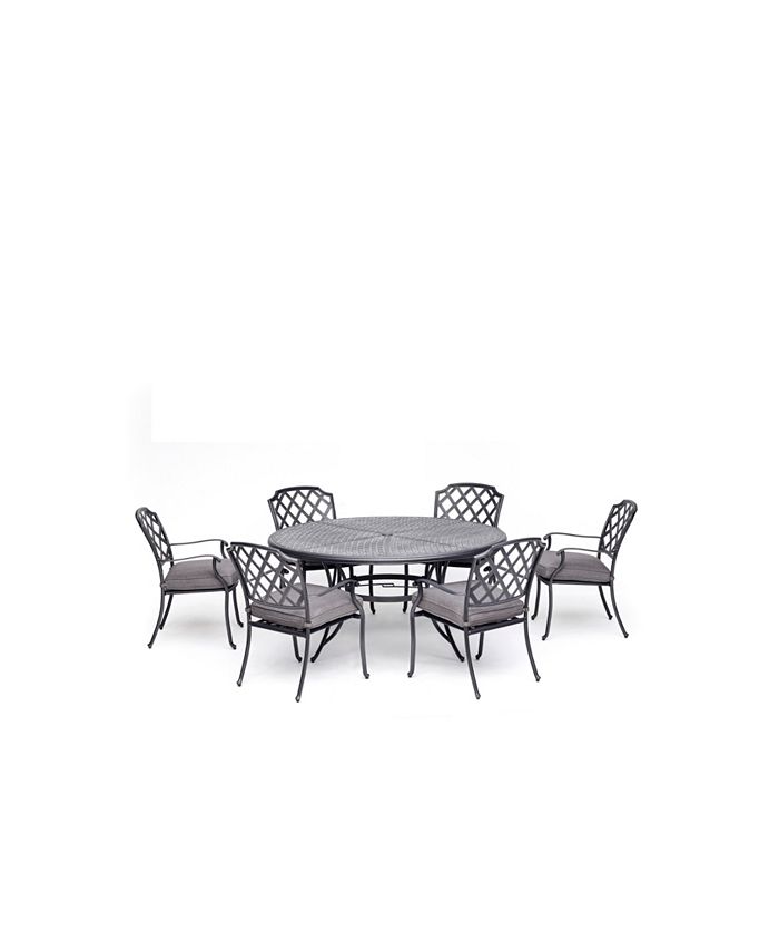 Agio Vintage II Outdoor 7-Pc. Dining Set (61" Round Table & 6 Dining Chairs) With Outdura? Cushions