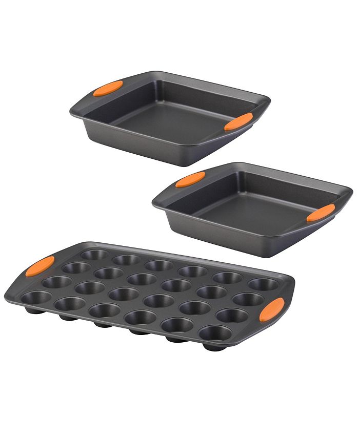 Rachael Ray Yum-o! Nonstick 3-Pc. Square Baking Pan and 24-Cup Mini Muffin Pan Set