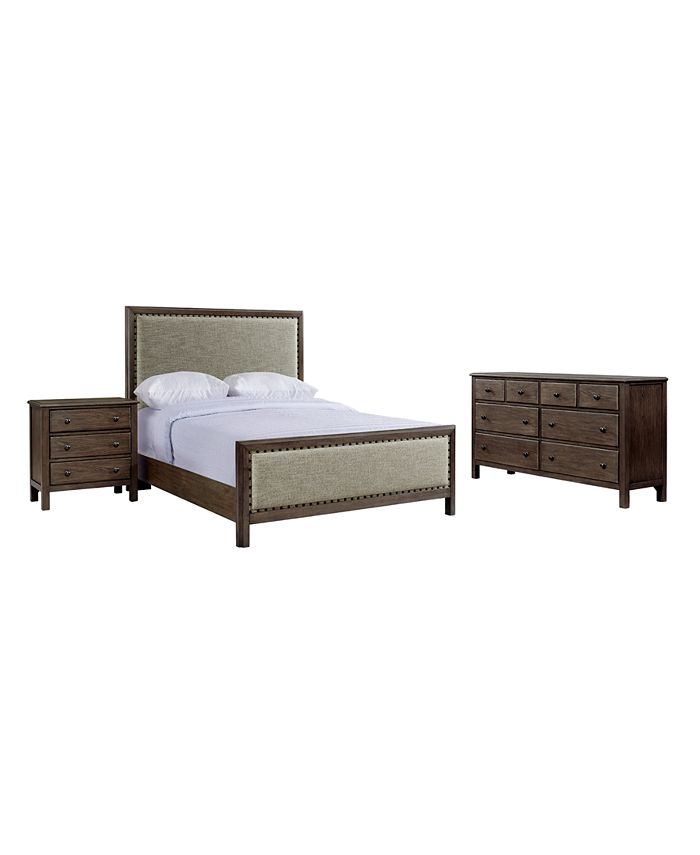 Furniture Parker Mocha Upholstered Bedroom Furniture, 3-Pc. Set (King Bed, Nightstand, Dresser)