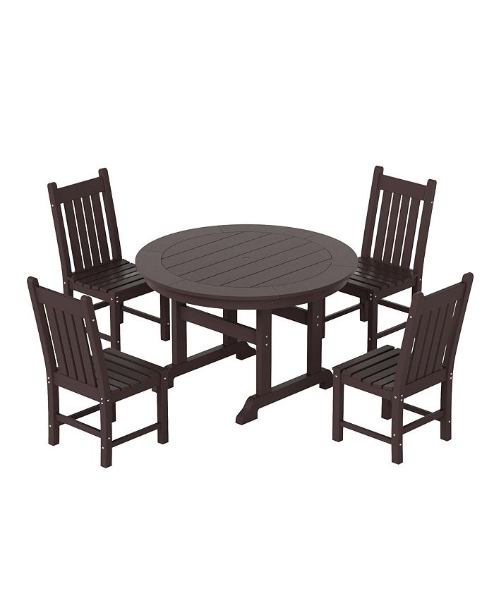 WestinTrends 5 Piece Outdoor Patio Dining Set Outdoor Round Table and Chair Set