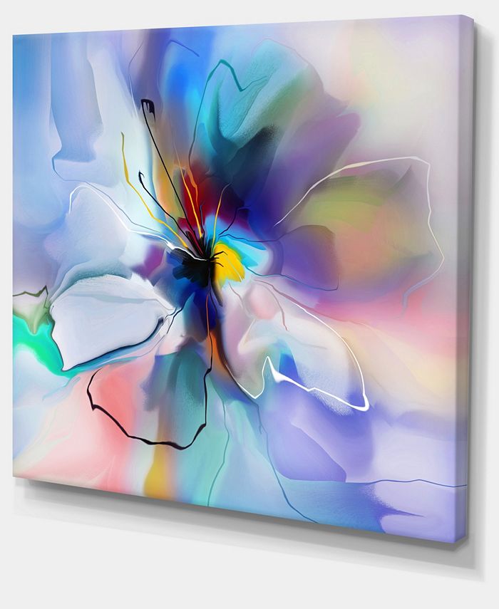 Design Art Designart Abstract Creative Blue Flower Extra Large Floral Wall Art - 40" X 30"