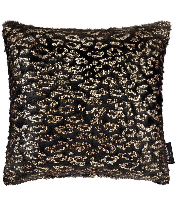 Juicy Couture Yesi Black Plush Decorative Pillow, 18" x 18"