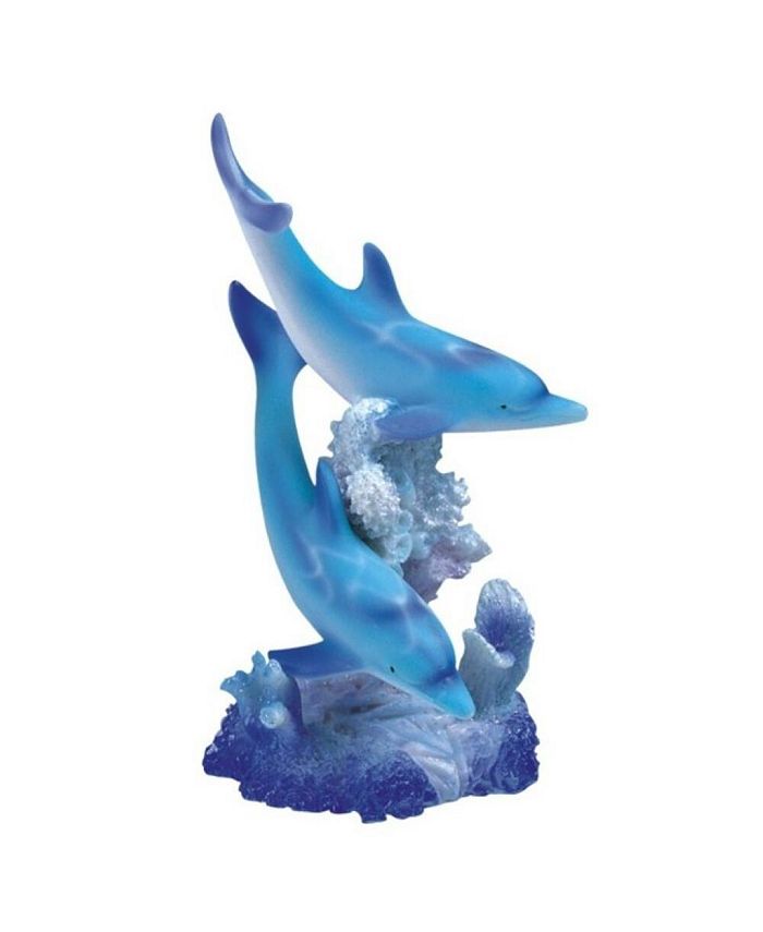 FC Design 5.5"H Blue Dolphins Swimming Around Coral Statue Marine Life Decoration Figurine