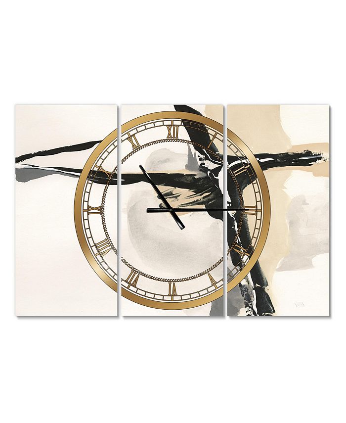 Designart Glam 3 Panels Metal Wall Clock