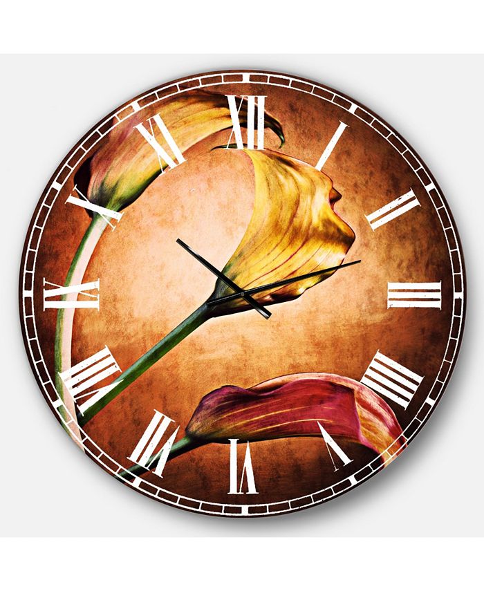 Designart Floral Oversized Round Metal Wall Clock - 36 x 36