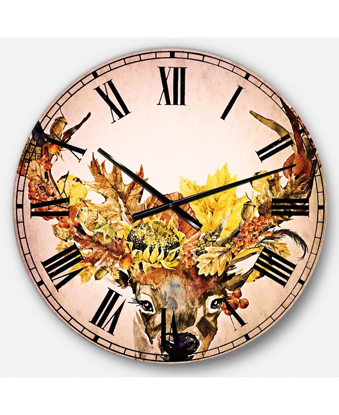 Designart Floral Oversized Round Metal Wall Clock