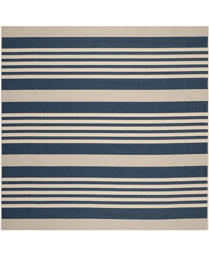 Safavieh Courtyard Navy and Beige 7'10" x 7'10" Sisal Weave Square Outdoor Area Rug