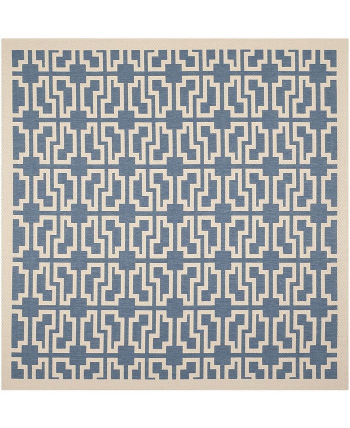 Safavieh Courtyard Blue and Beige 7'10" x 7'10" Sisal Weave Square Outdoor Area Rug