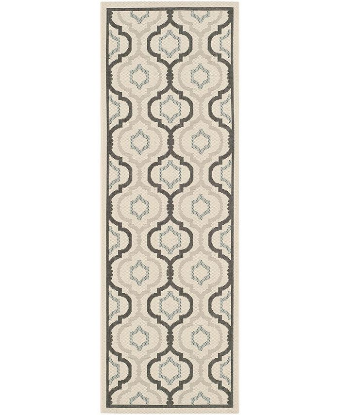 Safavieh Courtyard Beige and Black 2'3" x 10' Runner Outdoor Area Rug