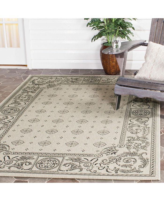 Safavieh Courtyard Sand and Black 6'7" x 9'6" Outdoor Area Rug