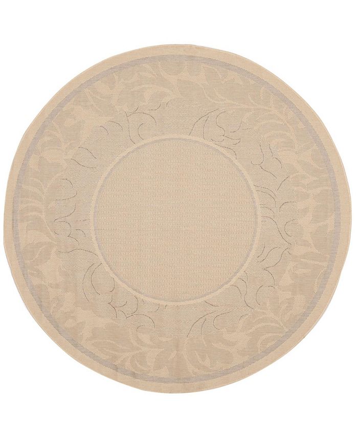 Safavieh Courtyard Natural and Brown 5'3" x 5'3" Round Outdoor Area Rug