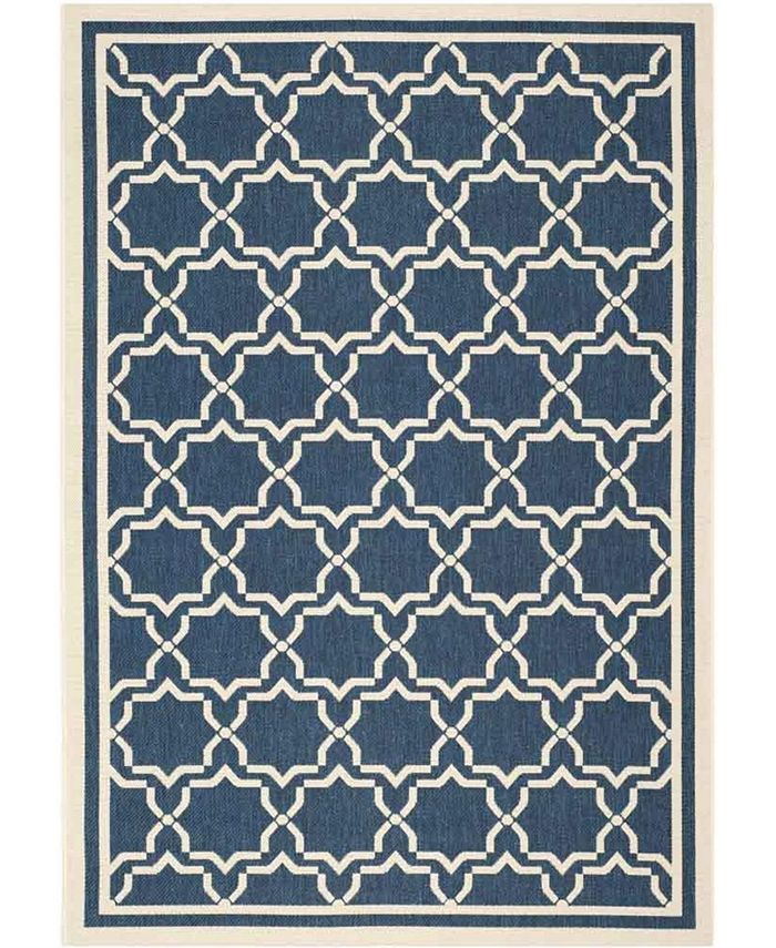 Safavieh Courtyard Navy and Beige 4' x 5'7" Sisal Weave Outdoor Area Rug