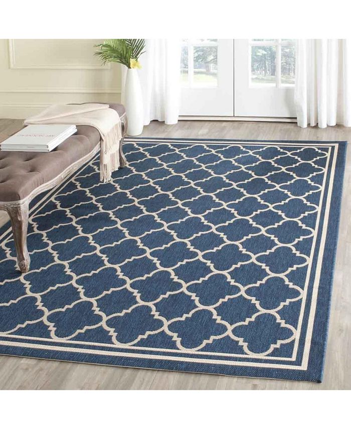 Safavieh Courtyard Navy and Beige 6'7" x 9'6" Sisal Weave Outdoor Area Rug