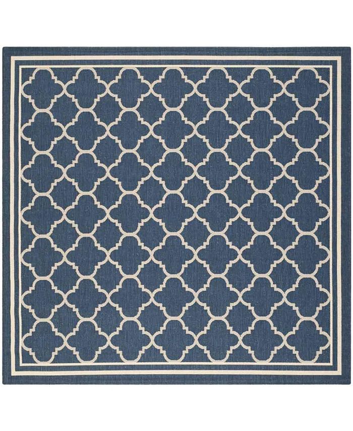 Safavieh Courtyard Navy and Beige 6'7" x 6'7" Sisal Weave Square Outdoor Area Rug