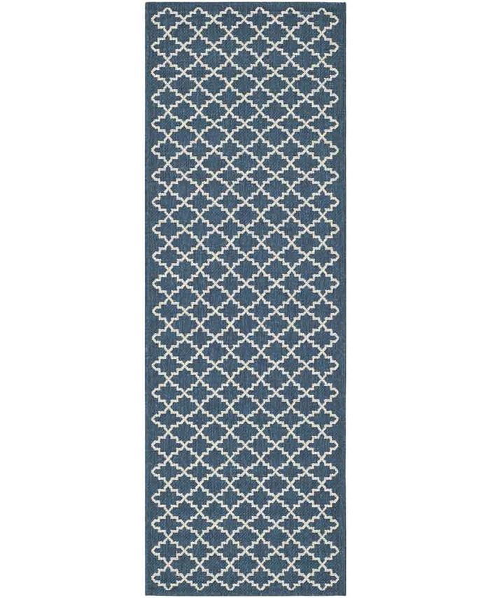 Safavieh Courtyard Navy and Beige 2'3" x 10' Sisal Weave Runner Outdoor Area Rug