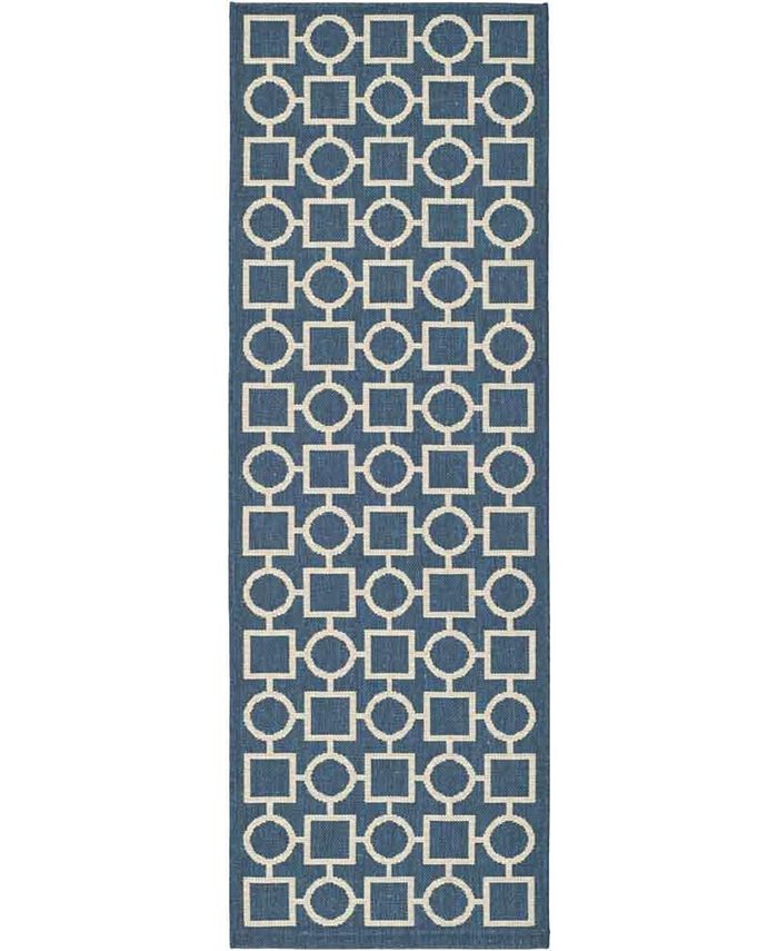 Safavieh Courtyard Navy and Beige 2'3" x 10' Sisal Weave Runner Outdoor Area Rug