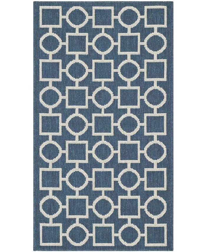 Safavieh Courtyard Navy and Beige 2'7" x 5' Sisal Weave Outdoor Area Rug