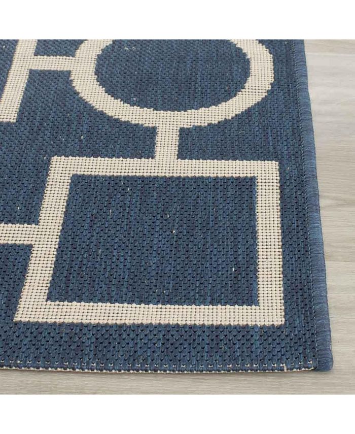 Safavieh Courtyard Navy and Beige 4' x 5'7" Sisal Weave Outdoor Area Rug