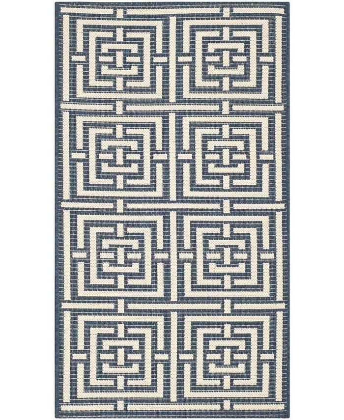 Safavieh Courtyard Navy and Beige 2'7" x 5' Sisal Weave Outdoor Area Rug