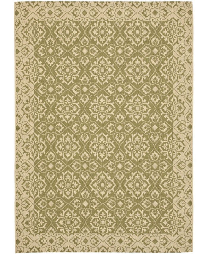 Safavieh Courtyard Green and Creme 4' x 5'7" Outdoor Area Rug