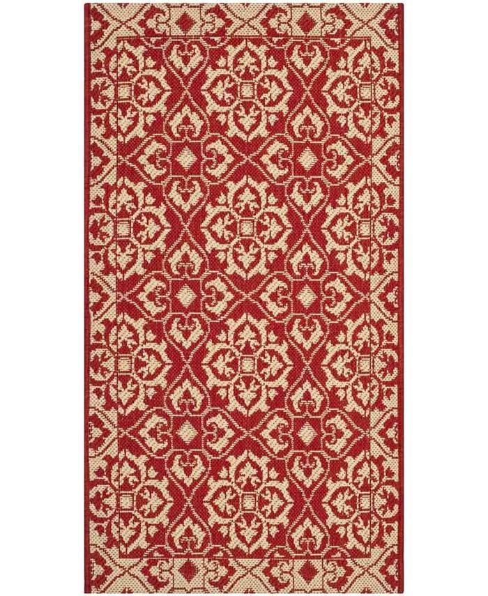 Safavieh Courtyard Red and Creme 2'7" x 5' Sisal Weave Outdoor Area Rug