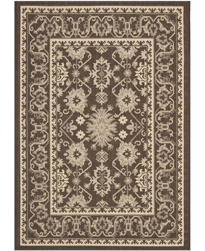 Safavieh Courtyard Chocolate and Cream 4' x 5'7" Outdoor Area Rug