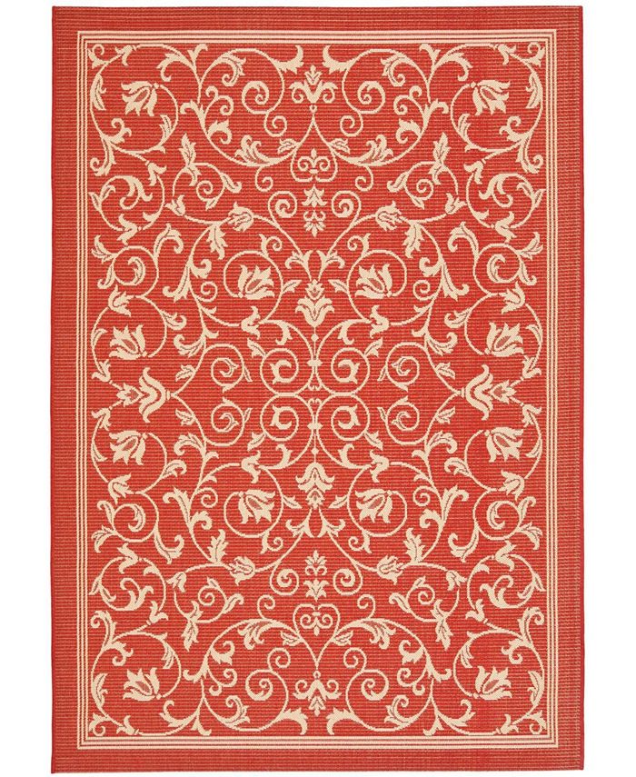 Safavieh Courtyard Red and Natural 7'10" x 7'10" Square Outdoor Area Rug