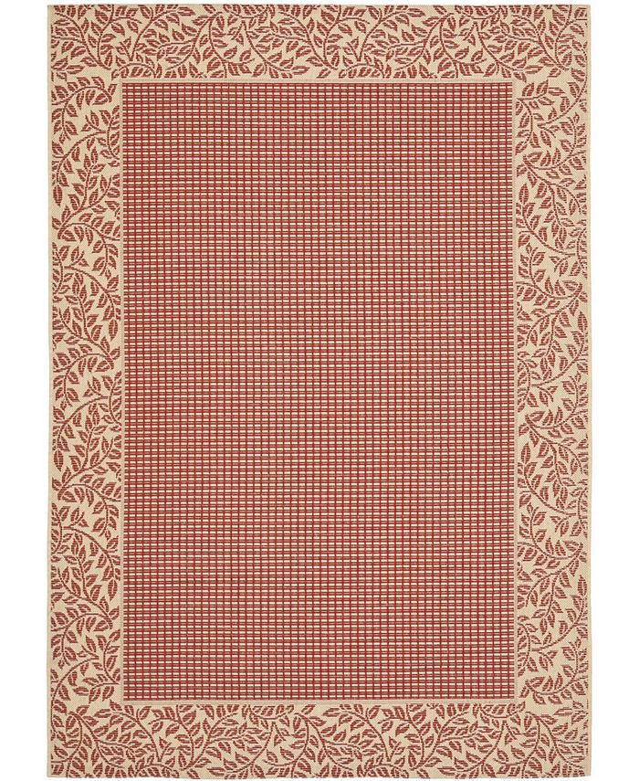 Safavieh Courtyard Red and Natural 7'10" x 7'10" Square Outdoor Area Rug