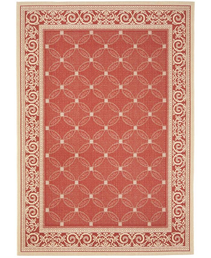 Safavieh Courtyard Red and Natural 2'7" x 5' Outdoor Area Rug