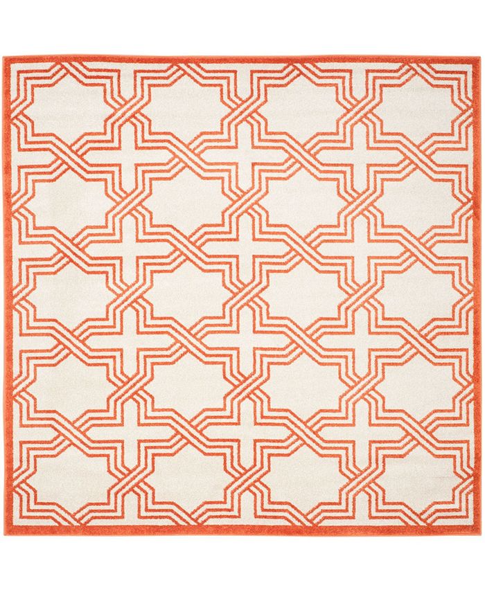 Safavieh Amherst Ivory and Orange 7' x 7' Square Outdoor Area Rug