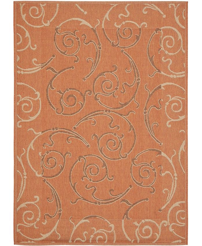 Safavieh Courtyard Terracotta and Cream 4' x 5'7" Outdoor Area Rug