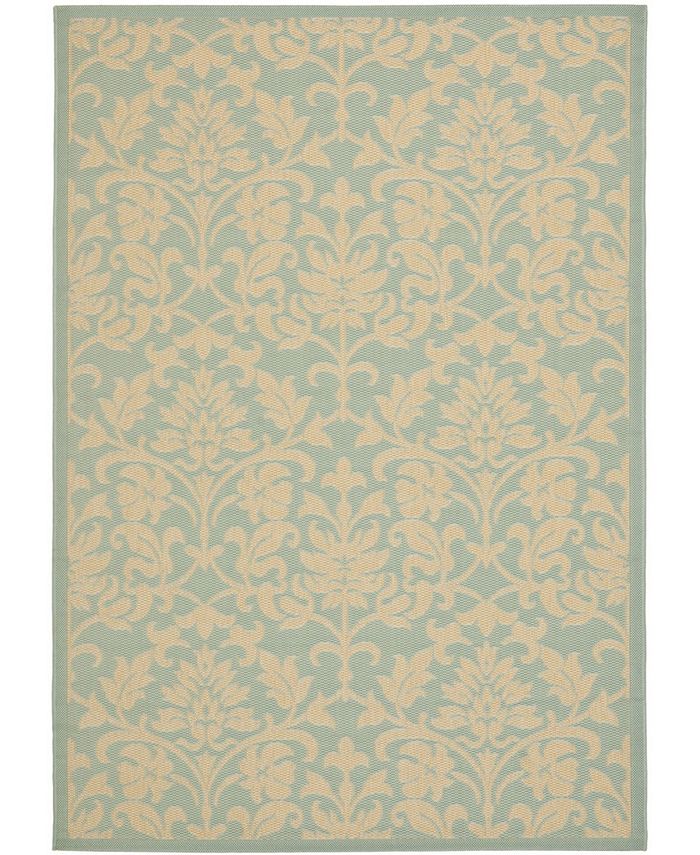 Safavieh Courtyard Aqua and Cream 5'3" x 7'7" Outdoor Area Rug