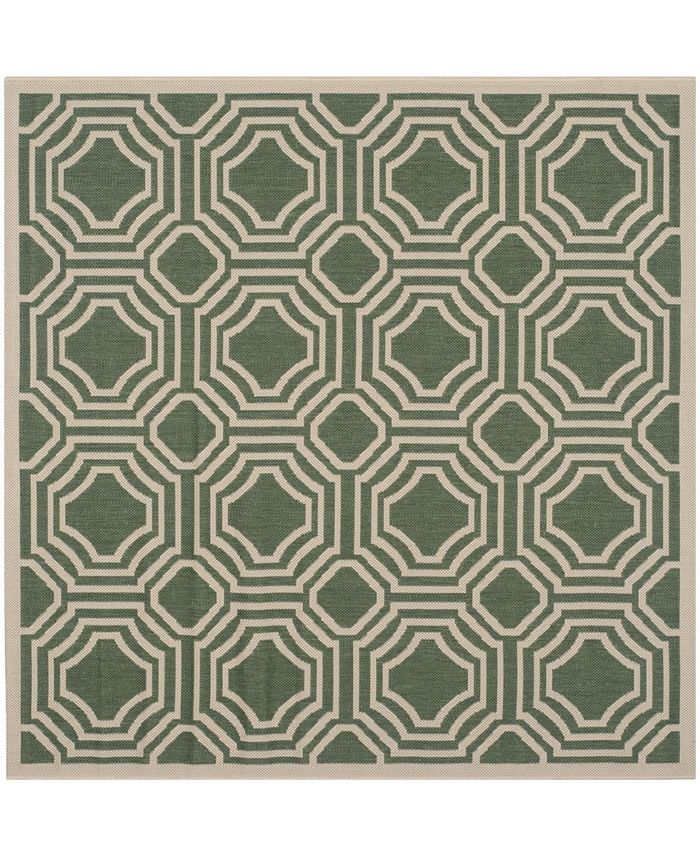 Safavieh Courtyard Dark Green and Beige 5'3" x 5'3" Square Outdoor Area Rug