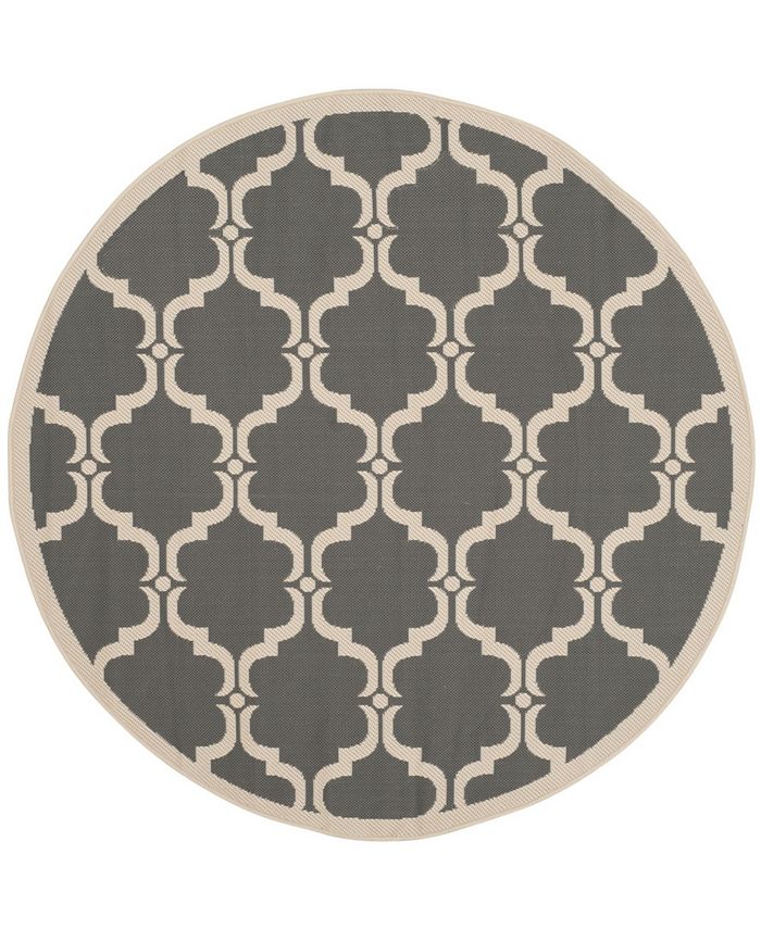 Safavieh Courtyard Anthracite and Beige 5'3" x 5'3" Sisal Weave Round Outdoor Area Rug