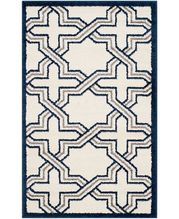 Safavieh Amherst Ivory and Navy 3' x 5' Outdoor Area Rug