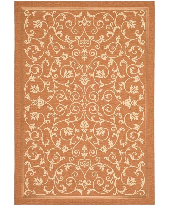 Safavieh Courtyard Terracotta and Natural 2'7" x 5' Outdoor Area Rug