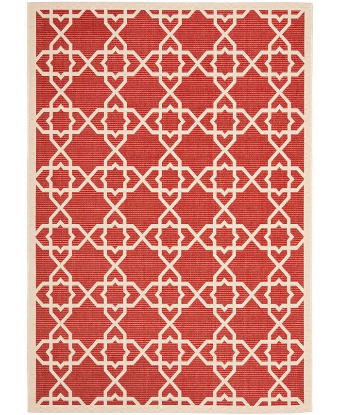 Safavieh Courtyard Red and Beige 5'3" x 7'7" Outdoor Area Rug