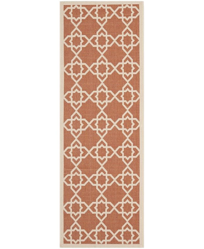 Safavieh Courtyard Terracotta and Beige 2'3" x 6'7" Runner Outdoor Area Rug