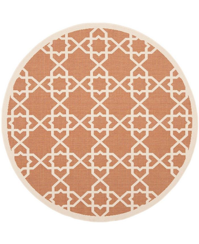 Safavieh Courtyard Terracotta and Beige 6'7" x 6'7" Round Outdoor Area Rug