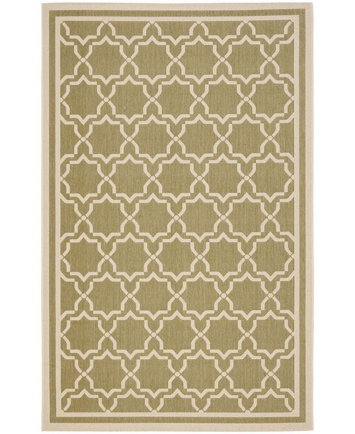 Safavieh Courtyard Green and Beige 5'3" x 7'7" Outdoor Area Rug