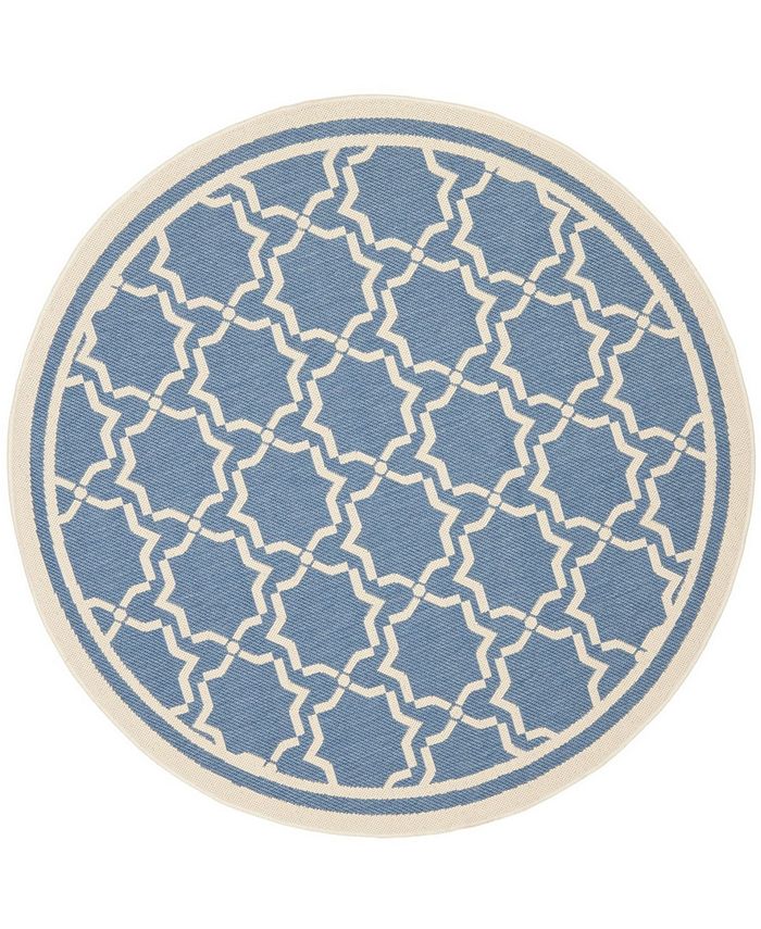 Safavieh Courtyard Blue and Beige 5'3" x 5'3" Sisal Weave Round Outdoor Area Rug