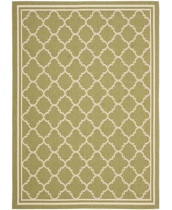 Safavieh Courtyard Green and Beige 6'7" x 9'6" Outdoor Area Rug