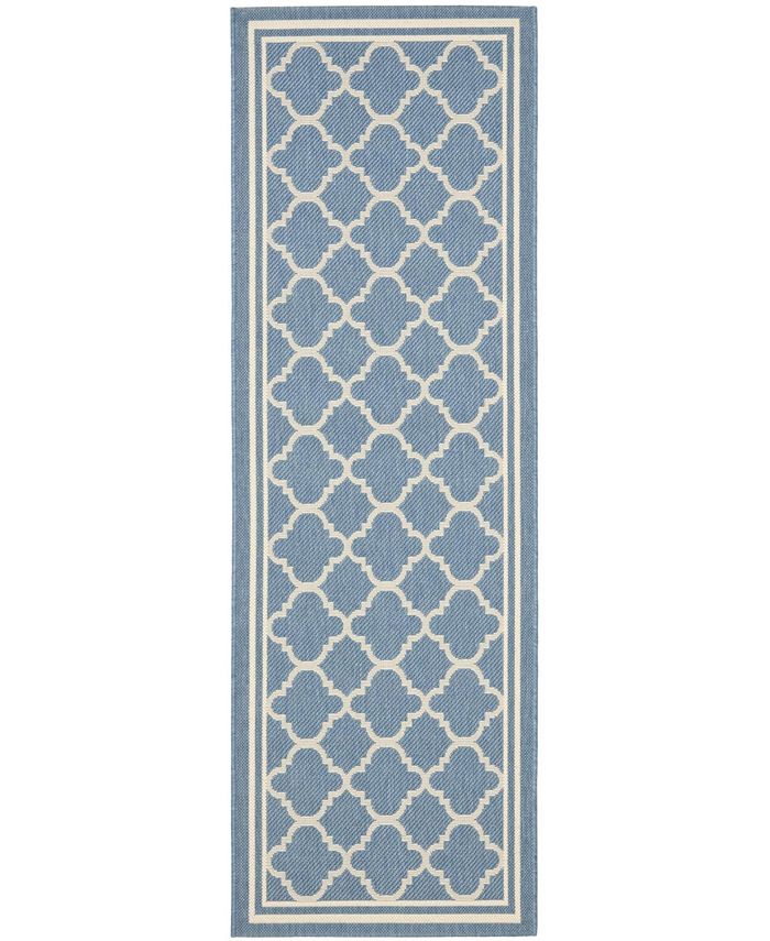 Safavieh Courtyard Blue and Beige 2'3" x 10' Sisal Weave Runner Outdoor Area Rug